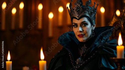 The Evil Queen, Stepmother of Snow White, Alone by Candlelight in the Castle