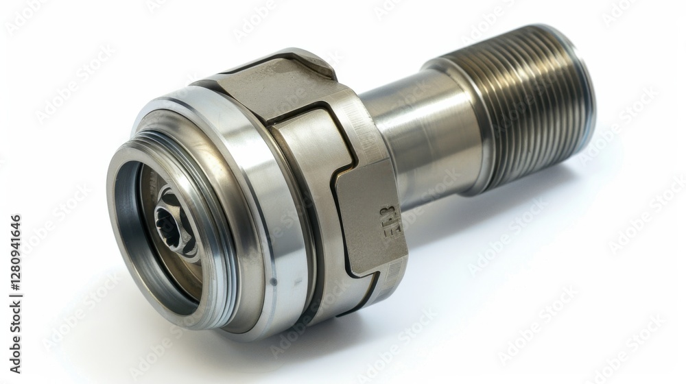 shiny metal mechanical part with industrial details shiny metal mechanical part with industrial details
