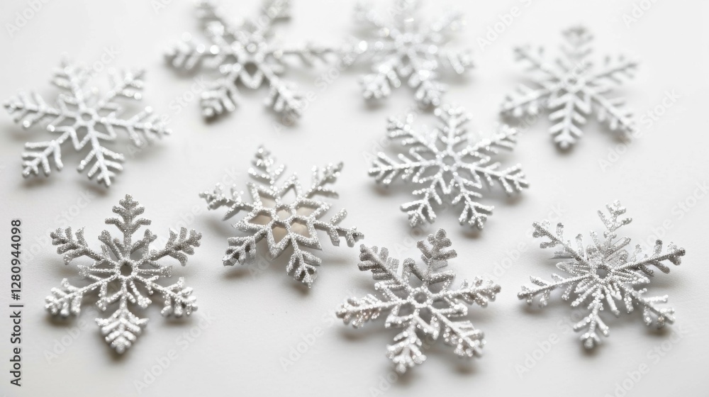 intricate silver snowflakes on a white background intricate silver snowflakes on a white background