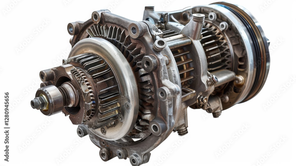 complex mechanical engine component with metallic details complex mechanical engine component with metallic details