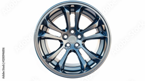 Fotografija modern alloy car wheel with polished metallic finish
