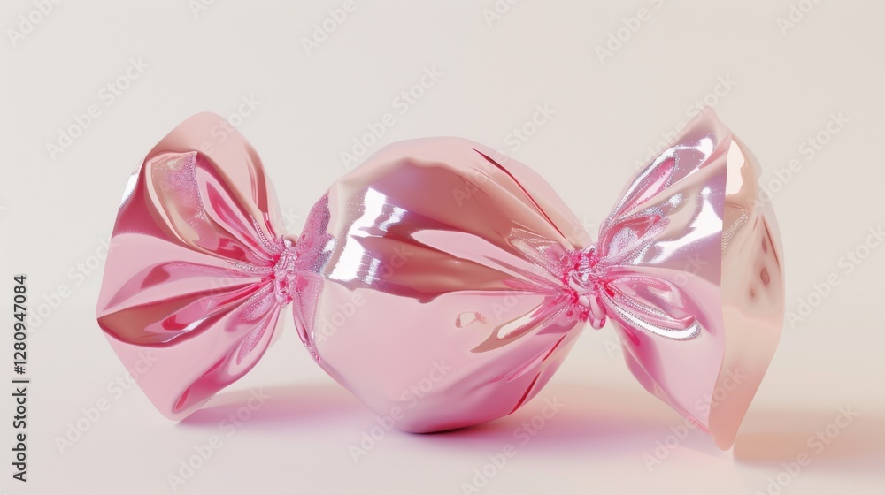 shiny pink candy wrapped in metallic foil shiny pink candy wrapped in metallic foil