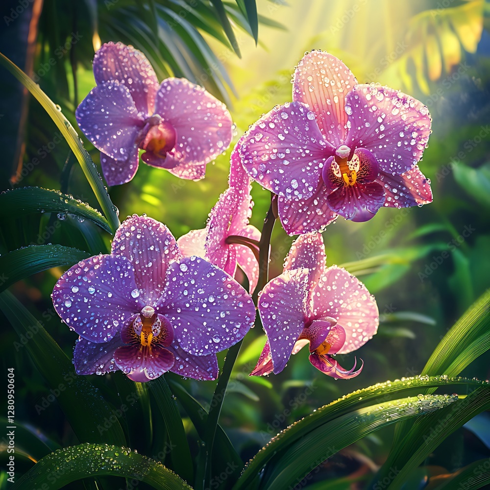Colorful Orchid Flowers Under Soft Natural Light