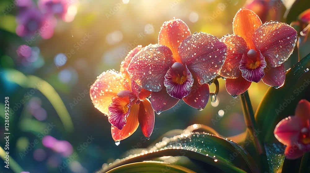 Natural Orchid Beauty in Lush Rainforest Garden