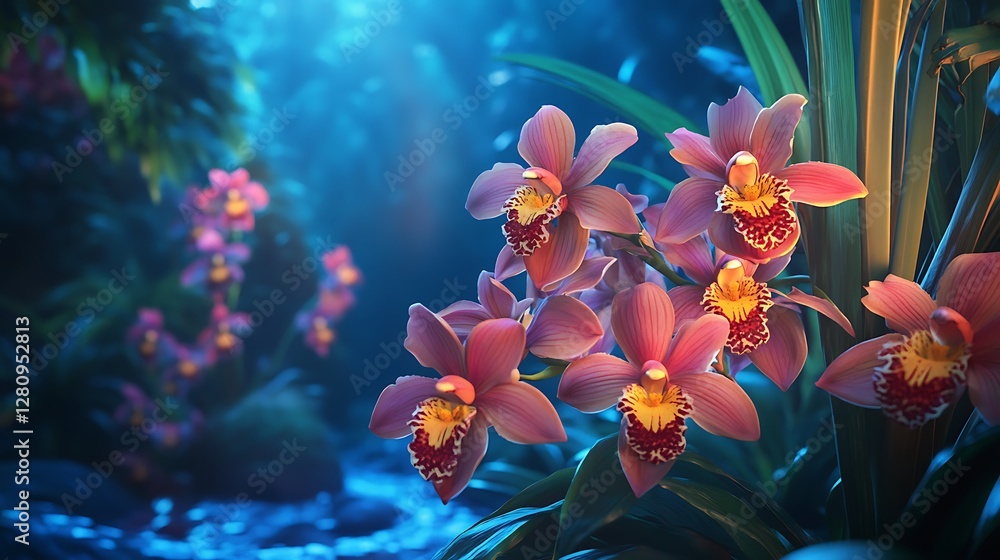 Tropical Orchid Blooms in a Peaceful Background