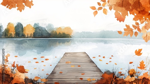 Serene Autumnal Dock in Watercolor