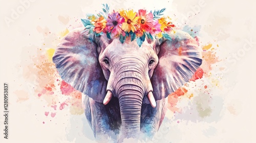 Majestic Watercolor Elephant Adornment