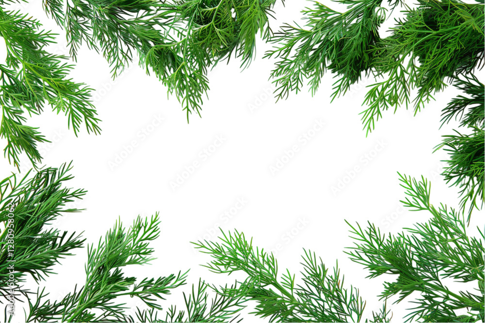 A close view of green dill fresh sprig of dill isolated on a plain background or PNG for poster or graphic use, Generative AI. A close view of green dill fresh sprig of dill isolated on a plain background or PNG for poster or graphic use, Generative AI.