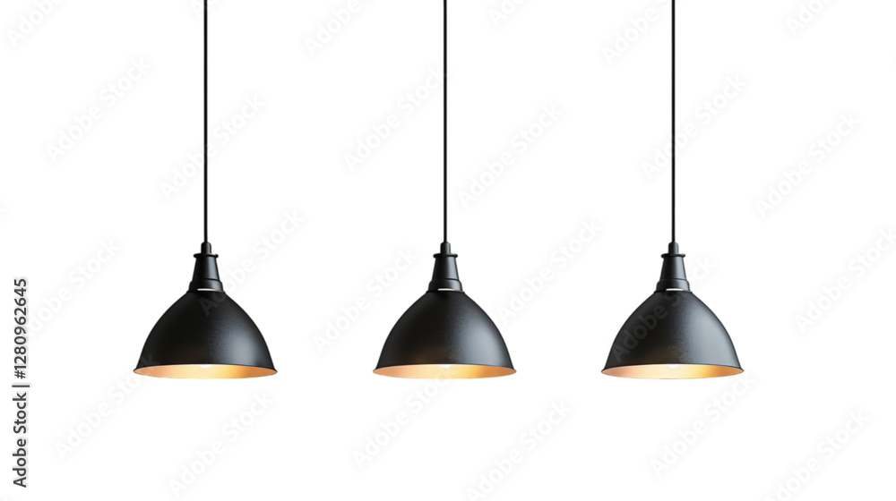 A horizontal view of a hanging minimalist lamps isolated on a plain background or PNG for interior type poster or graphic use, Generative AI. A horizontal view of a hanging minimalist lamps isolated on a plain background or PNG for interior type poster or graphic use, Generative AI.