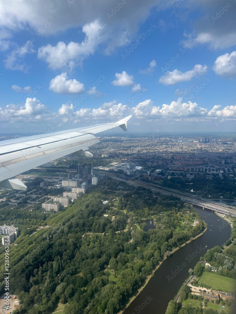 Landing at schiphol Amsterdam airport in The Netherlands