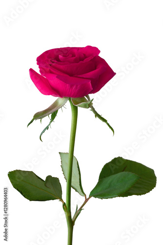 Close-Up of a Vibrant Red Rose Isolated a Transparent Background