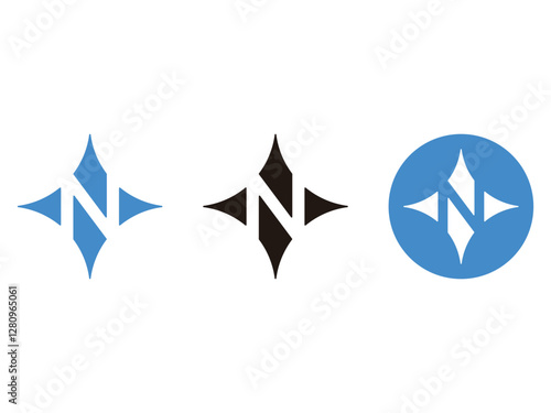 editable vector letter N north with star symbol design illustration isolated on transparent background
