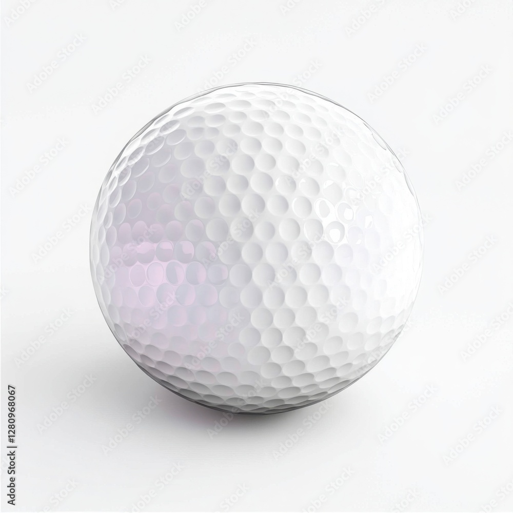 Ultra realistic golf ball isolated top or side view white background Ultra realistic golf ball isolated top or side view white background