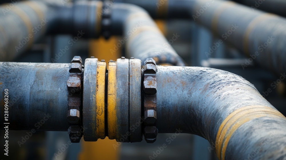 Industrial metal pipes with bolted joints in a complex network Industrial metal pipes with bolted joints in a complex network