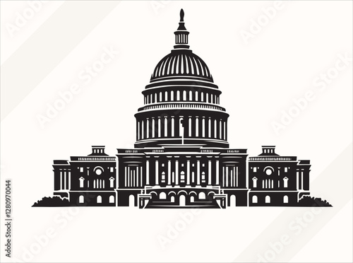 Black Capitol Building Silhouette Illustration for Logos Prints and Design