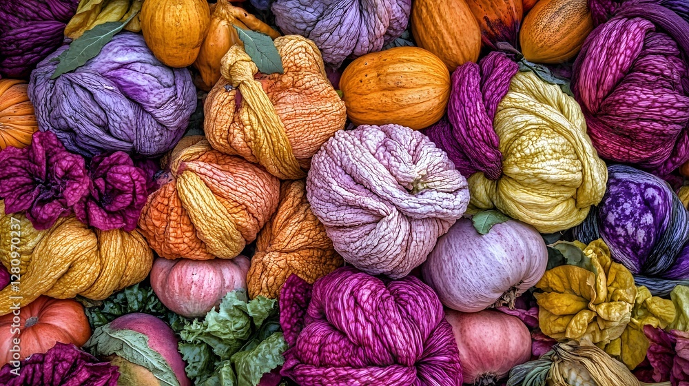 Vibrant Dried Flowers and Pumpkins Autumn Still Life Vibrant Dried Flowers and Pumpkins Autumn Still Life