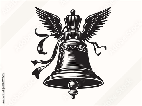  Black Liberty Bell Silhouette Illustration for Logos Prints and Design