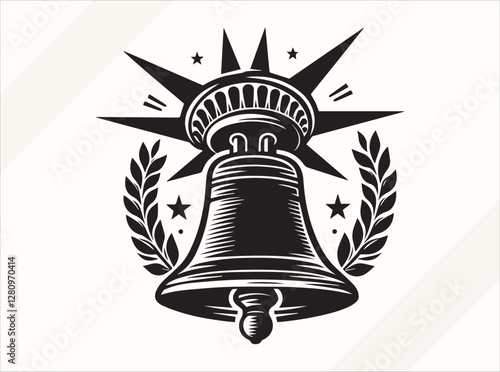  Black Liberty Bell Silhouette Illustration for Logos Prints and Design