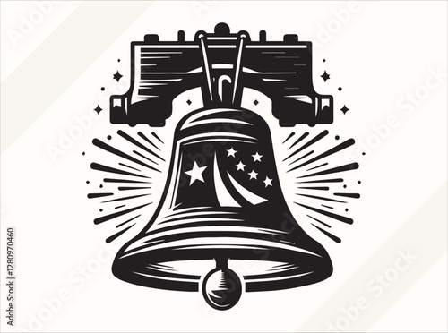  Black Liberty Bell Silhouette Illustration for Logos Prints and Design