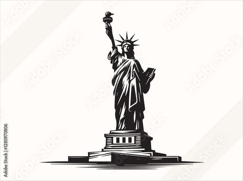 Black Statue of Liberty Silhouette Illustration for Logos Prints and Design