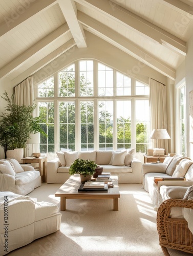 A bright and airy room featuring couches and windows