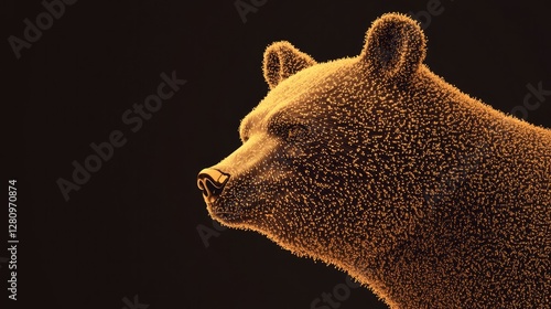 Majestic bear profile illuminated by warm light, showcasing text