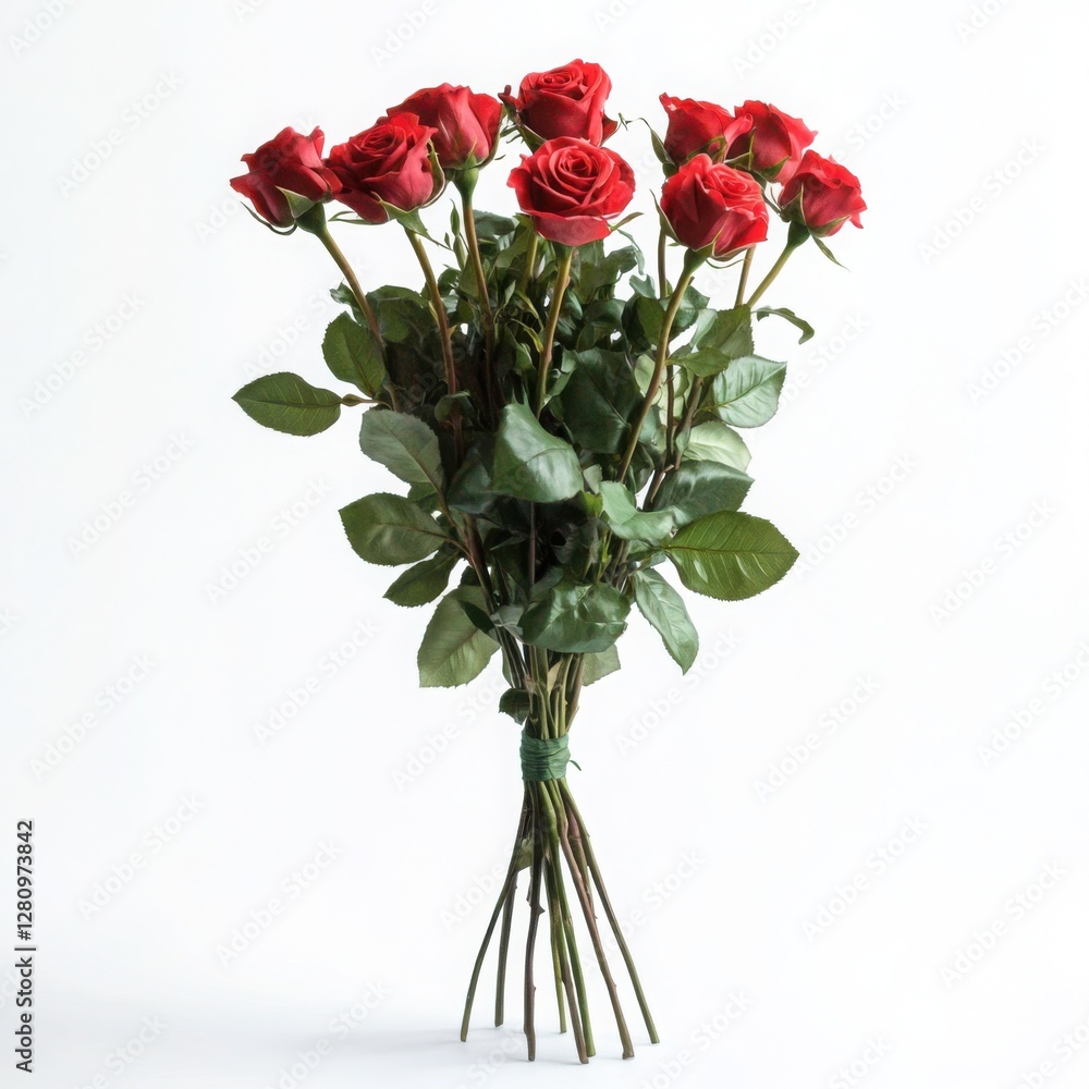 Obraz premium Ultra realistic bouquet of roses isolated side view white background