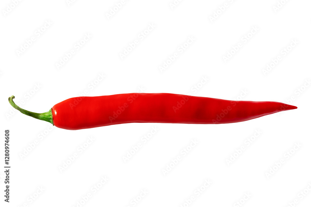 Fresh Red Chili Pepper on a transparent Background with Shadows