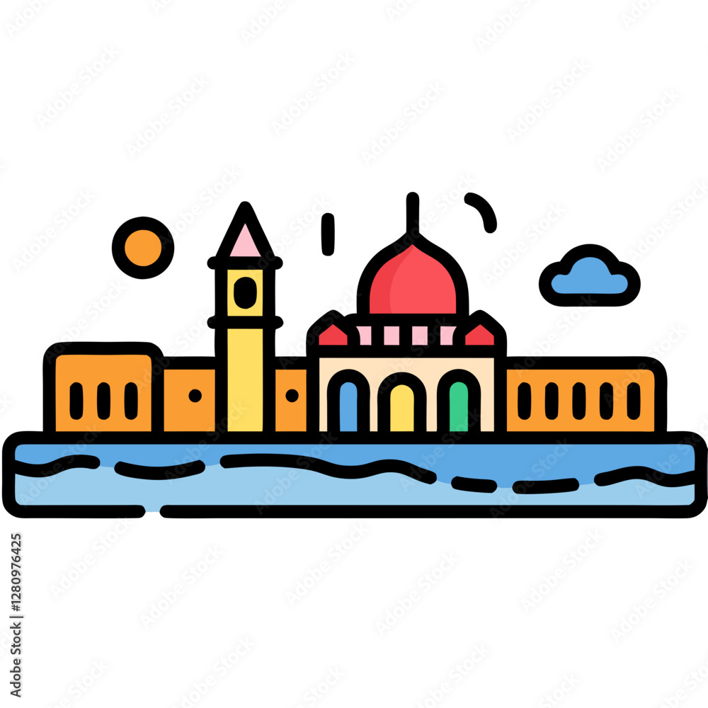 Naklejka premium vector illustration of a city street