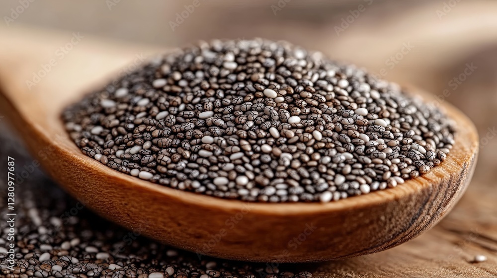 Raw Seeds in Wooden Spoon on Isolated Background for Superfood Concept Raw Seeds in Wooden Spoon on Isolated Background for Superfood Concept