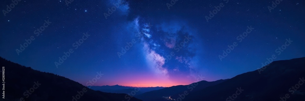 Fototapeta premium Deep twilight, countless stars scattered across a navy blue sky , celestial, night photography