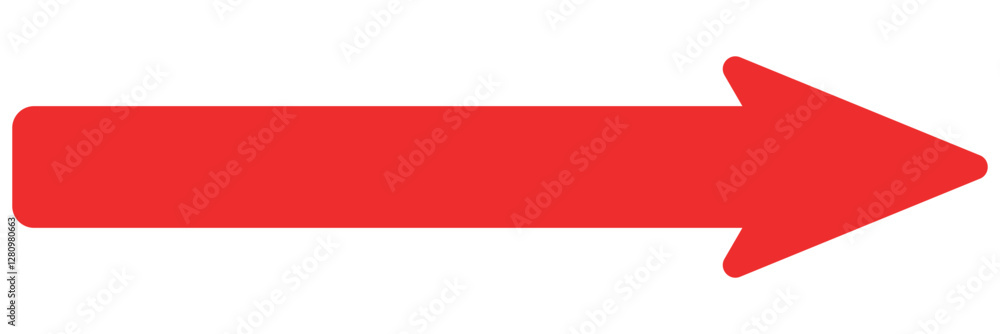 Straight long right vector arrow icon. Red long arrow pointing right. Long arrow vector illustration Straight long right vector arrow icon. Red long arrow pointing right. Long arrow vector illustration