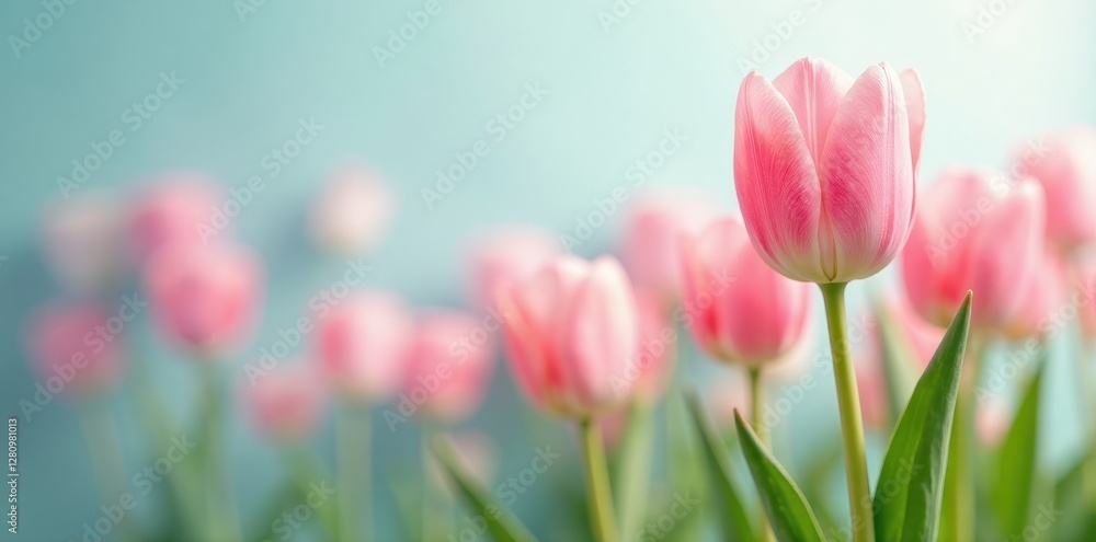Pastel tulips bloom gently against abstract spring background Tranquil, joyful springtime scene , design, springtime Pastel tulips bloom gently against abstract spring background Tranquil, joyful springtime scene , design, springtime