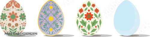 Set of Colorful Easter Eggs – Decorative Vector Illustration for Holiday Designs, Greeting Cards, and Banners

