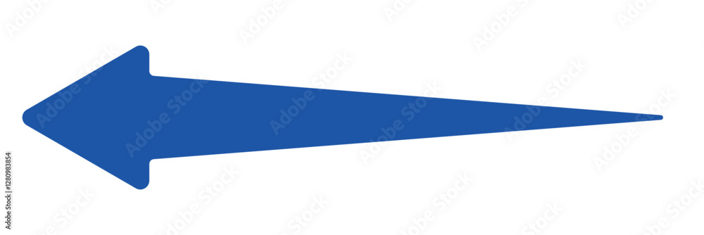 Blue long arrow pointing to the right. Straight long arrow icon, right thin line, blue cursor, horizontal element, thick pointer vector long arrow icon isolated on white background. Blue long arrow pointing to the right. Straight long arrow icon, right thin line, blue cursor, horizontal element, thick pointer vector long arrow icon isolated on white background.