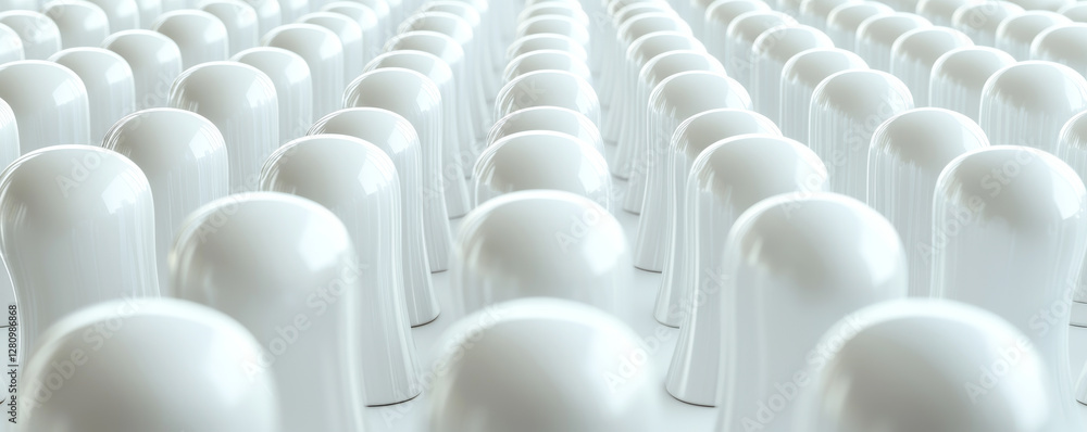 Obraz premium A minimalistic arrangement of white salt and pepper shakers in a uniform pattern.