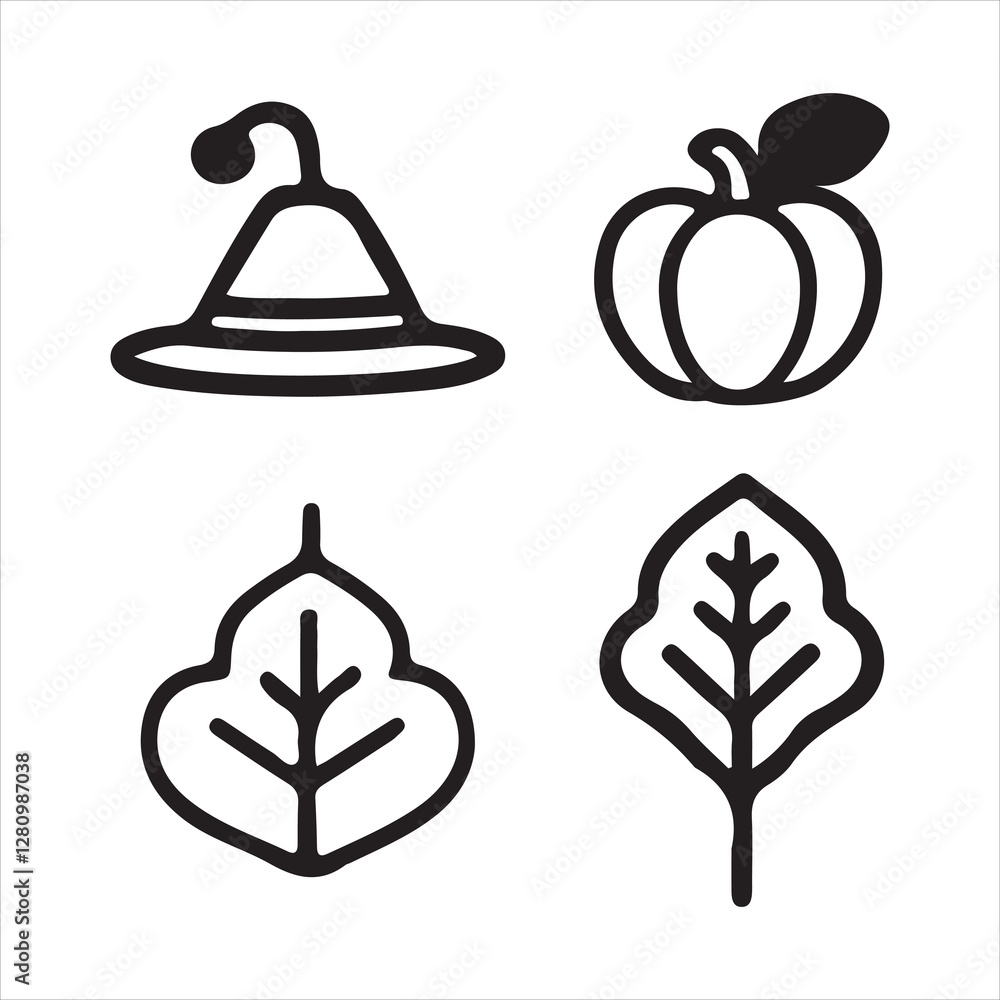 Set of Autumn Thanksgiving Icon logo Symbols vector design