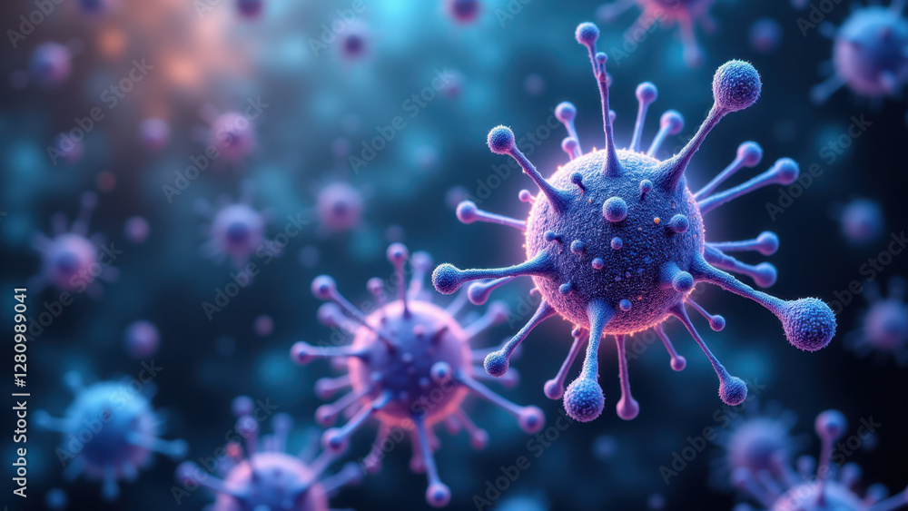 Close-up image of a virus with spiky protein projections, highlighting semaglutide molecule. Close-up image of a virus with spiky protein projections, highlighting semaglutide molecule.
