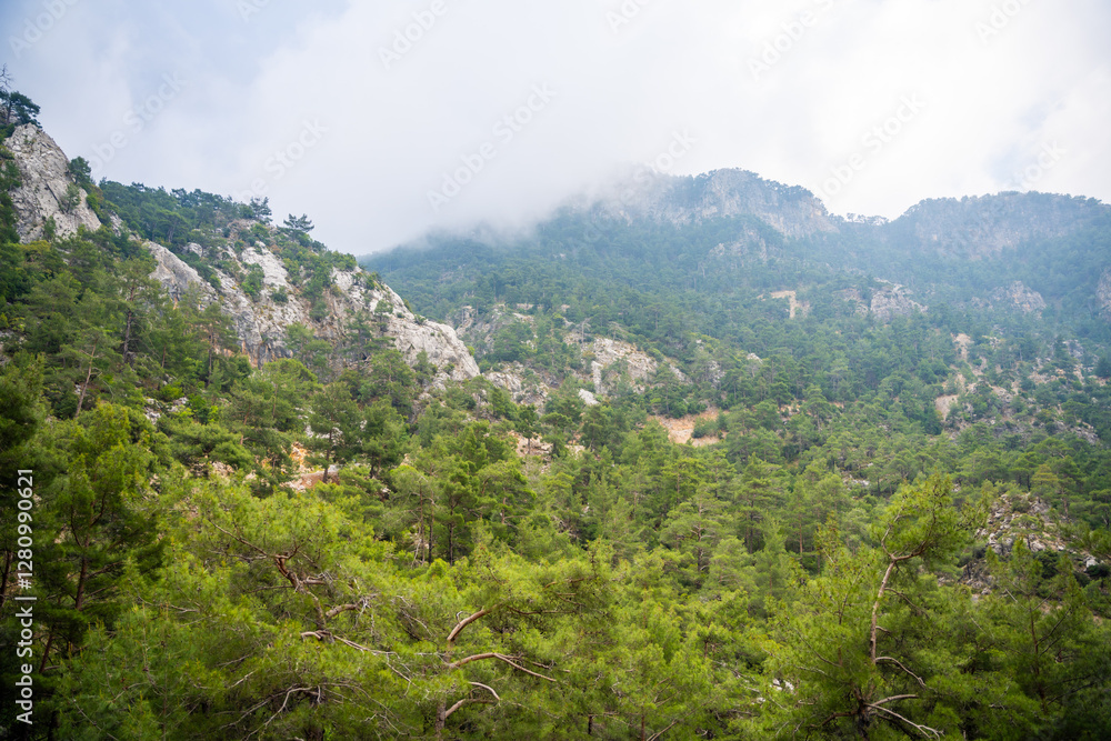 Road trip, view from car along to mountain roads and serpentines in mountain near Fethiye, Turkey Road trip, view from car along to mountain roads and serpentines in mountain near Fethiye, Turkey