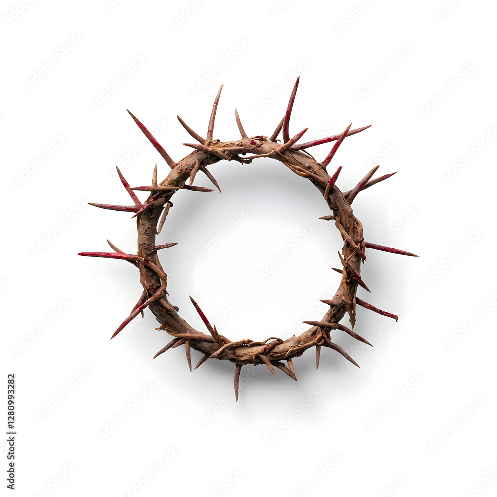 Fototapeta premium A crown of thorns top view isolated on a white background