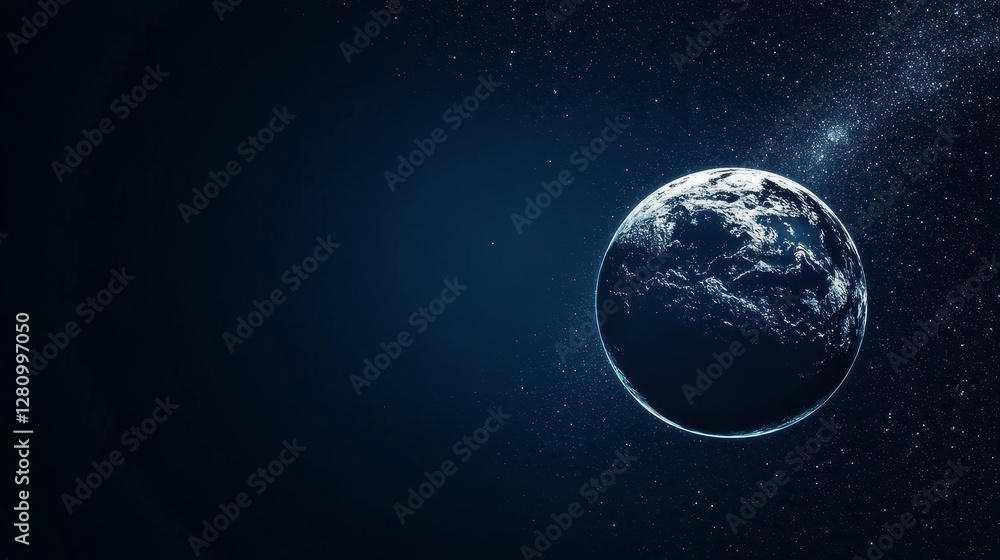 Fototapeta premium Dwarf planet Pluto glows under the light of the Milky Way's starry sky