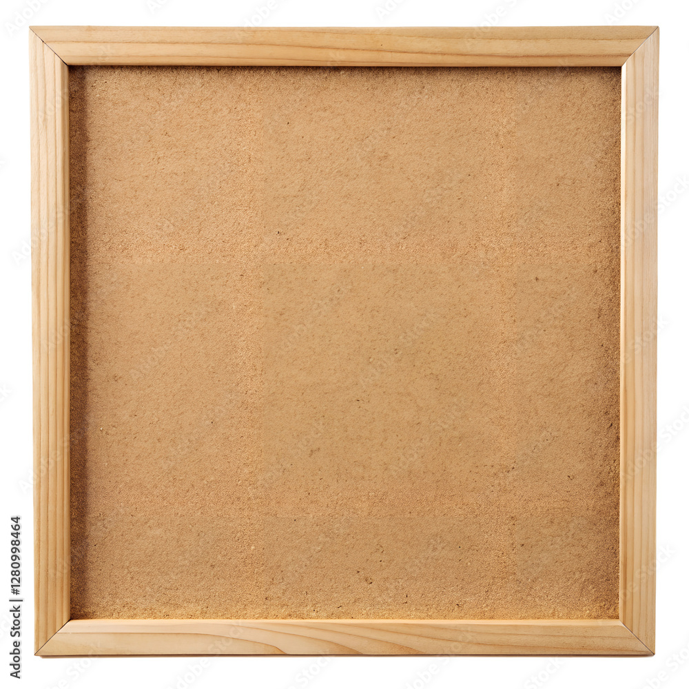 Fototapeta premium Square corkboard with light wood frame provides a versatile display surface. Isolated on a transparent background, PNG.