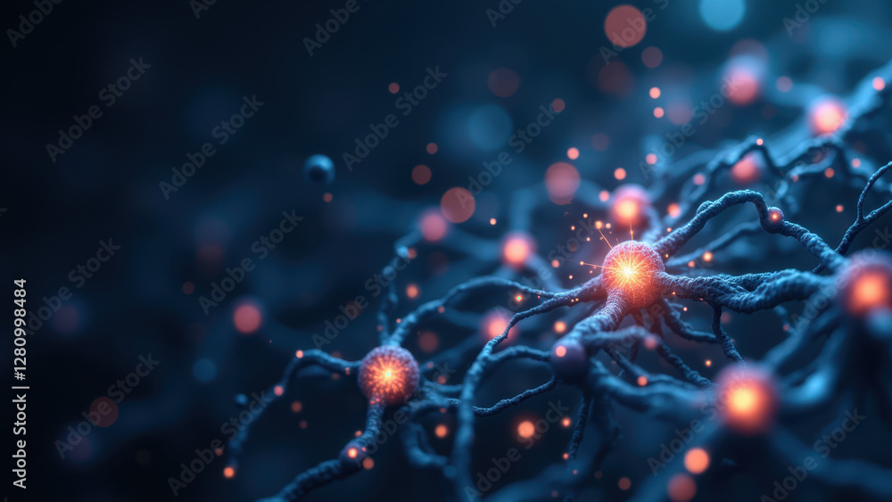 Semaglutide molecule with glowing neurons. Semaglutide molecule with glowing neurons.