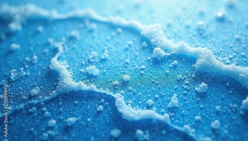 Frosty blue ice surface with tiny imperfections and scratches, worn, frozen