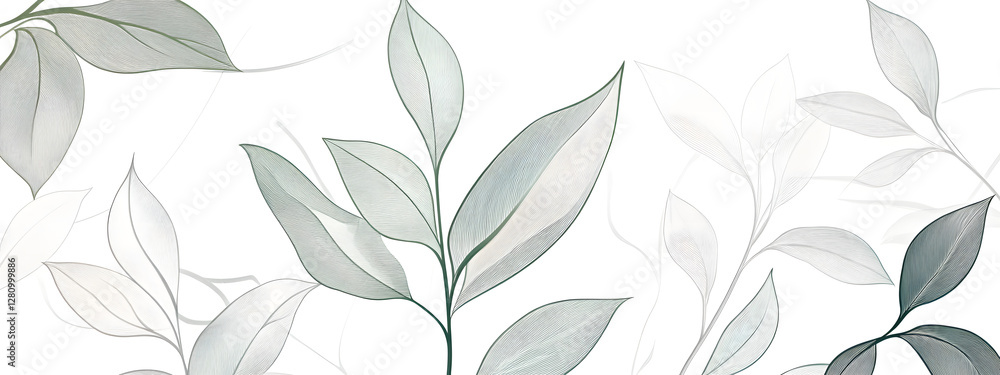 Line art leaves, neutral colors, cream and sage green
Line art leaves, neutral colors, cream and sage green
