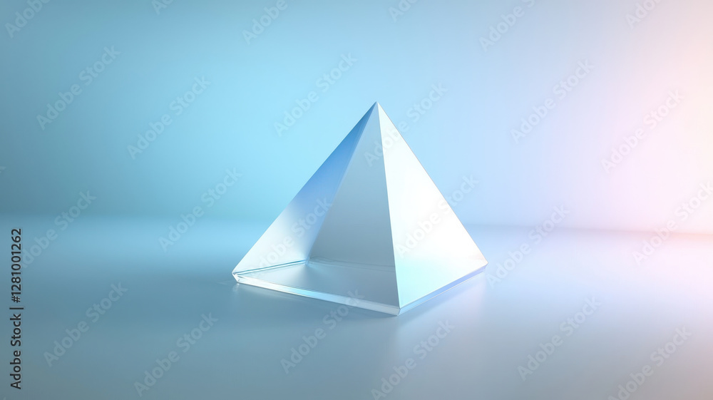 minimalistic digital art piece showcasing transparent pyramid on soft gradient background minimalistic digital art piece showcasing transparent pyramid on soft gradient background