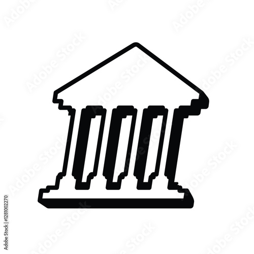 popup bank, government, courthouse and greek temple black outline icon