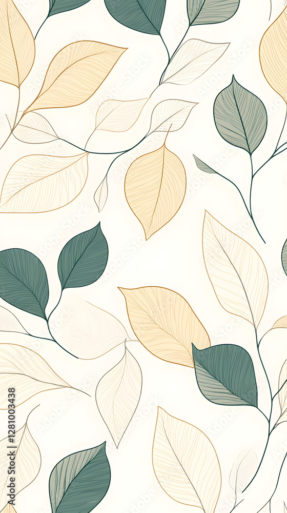Line art leaves, neutral colors, cream and sage green
Line art leaves, neutral colors, cream and sage green