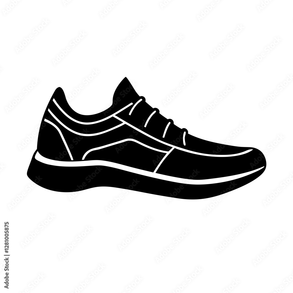 Abstract running shoe art flat vector silhouette on pure white Abstract running shoe art flat vector silhouette on pure white