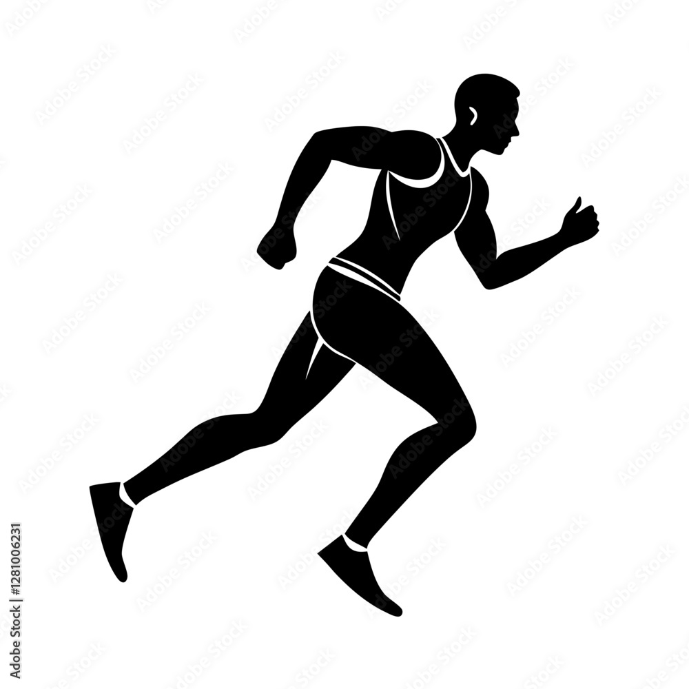 Sleek runner design icon simple flat silhouette on white background Sleek runner design icon simple flat silhouette on white background